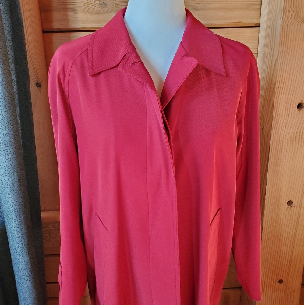L.L.Bean Red 47" Long Trench Coat Women's‎ Size Small Petite